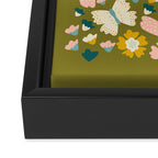 Floral Stripe - Olive  Framed Canvas Print Gallery Image 3