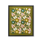 Floral Stripe - Olive  Framed Canvas Print Gallery Image 6