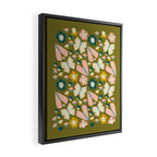 Floral Stripe - Olive  Framed Canvas Print Gallery Image 2