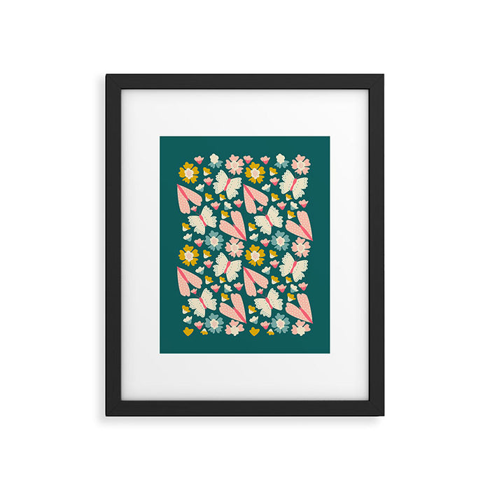 Floral Stripe Framed Art Print Gallery Image 1
