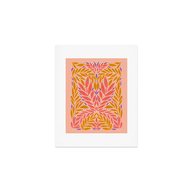 Flower and Leaves - Colorful Print Art Print Gallery Image 1