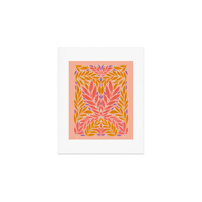 Flower and Leaves - Colorful Print Art Print Gallery Image 1