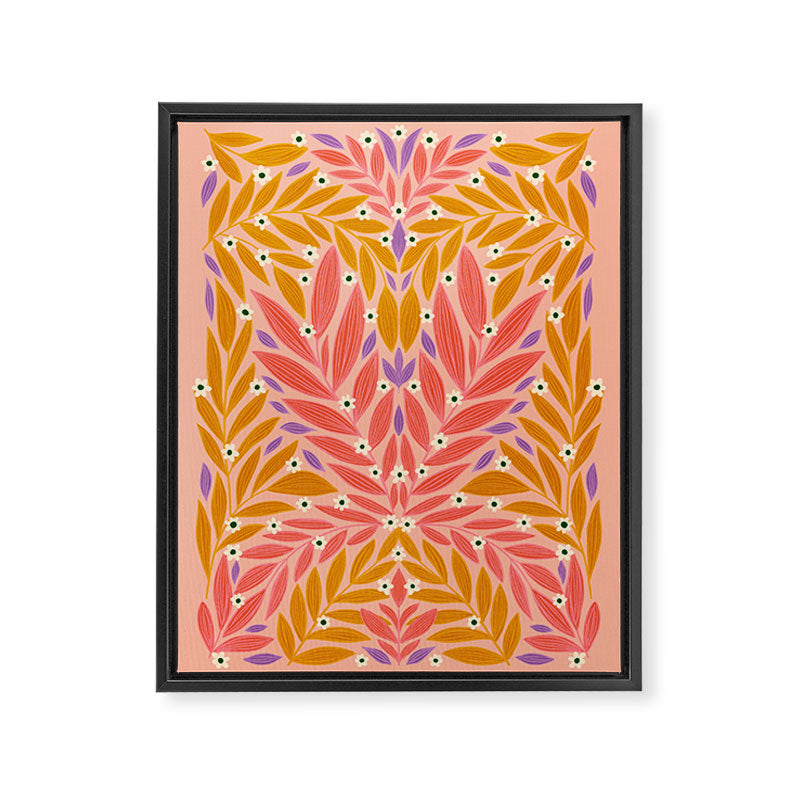 Flower and Leaves - Colorful Print Framed Canvas Print Gallery Image 6