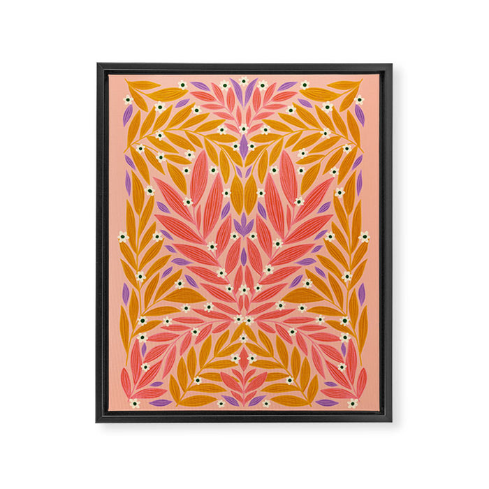 Flower and Leaves - Colorful Print Framed Canvas Print Gallery Image 1
