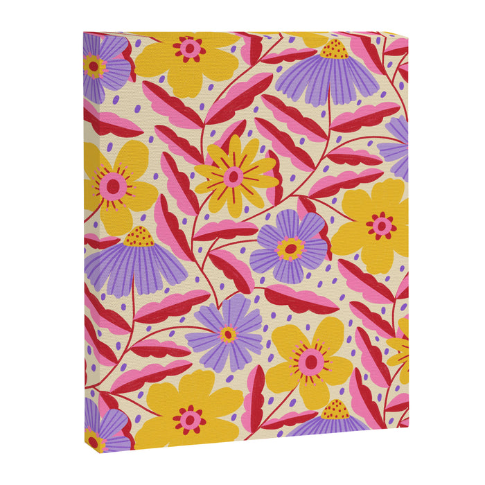 Flower Garden - Yellow & Purple  Canvas Print Gallery Image 1