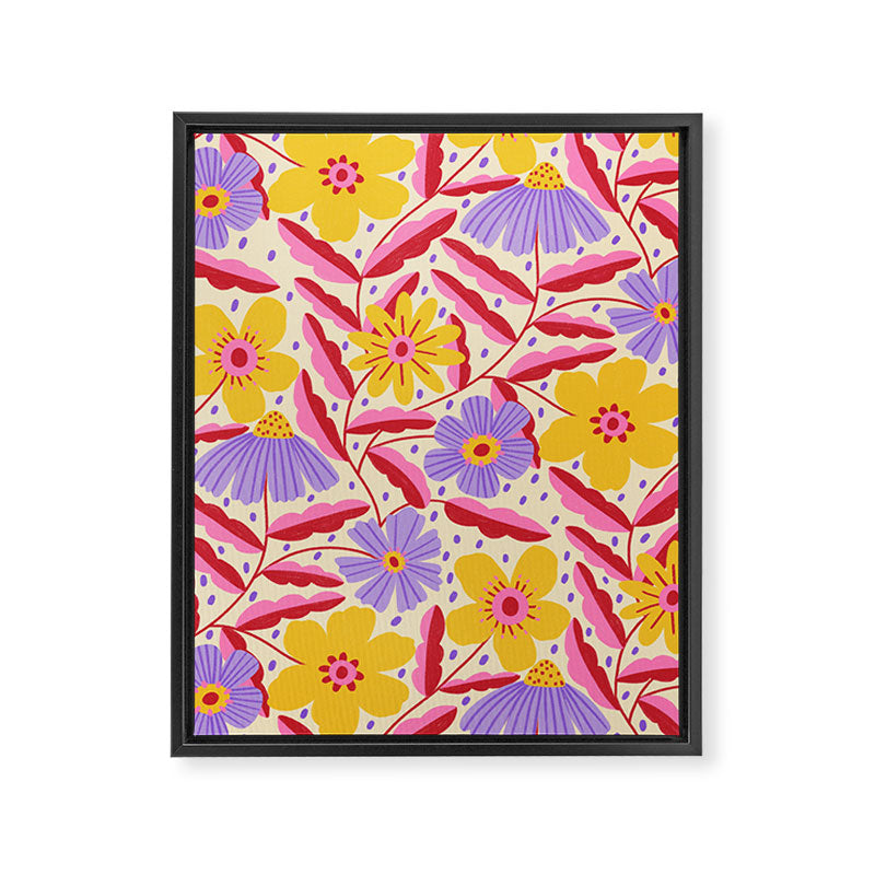 Flower Garden - Yellow & Purple  Framed Canvas Print Gallery Image 8