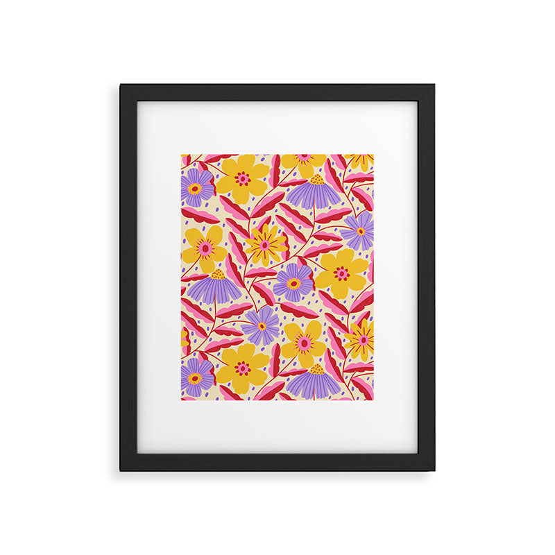 Flower Garden - Yellow & Purple  Framed Art Print Gallery Image 4