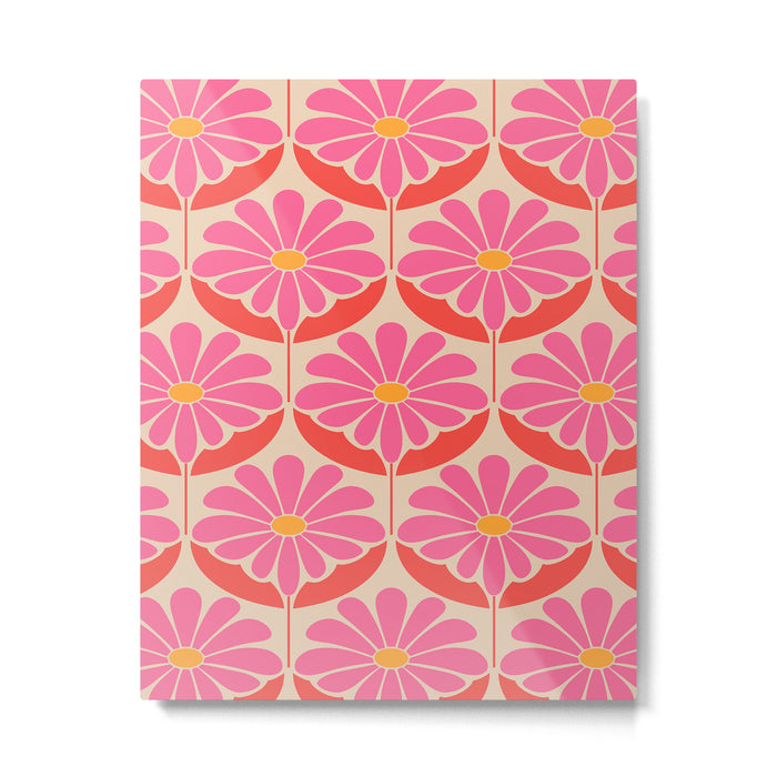 Flower Power - Pink and Red  Metal Print Gallery Image 1