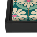 Flower Power - Teal, Pink and Off-white Framed Canvas Print Gallery Image 3