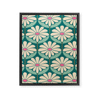 Flower Power - Teal, Pink and Off-white Framed Canvas Print Gallery Image 8