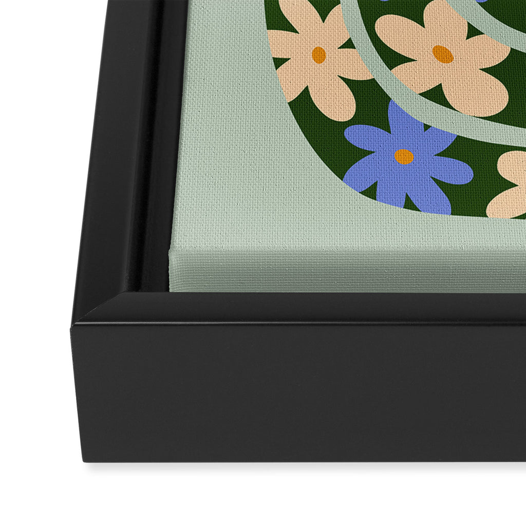 Flower Snake - Green, Blue and Off White Framed Canvas Print Gallery Image 3