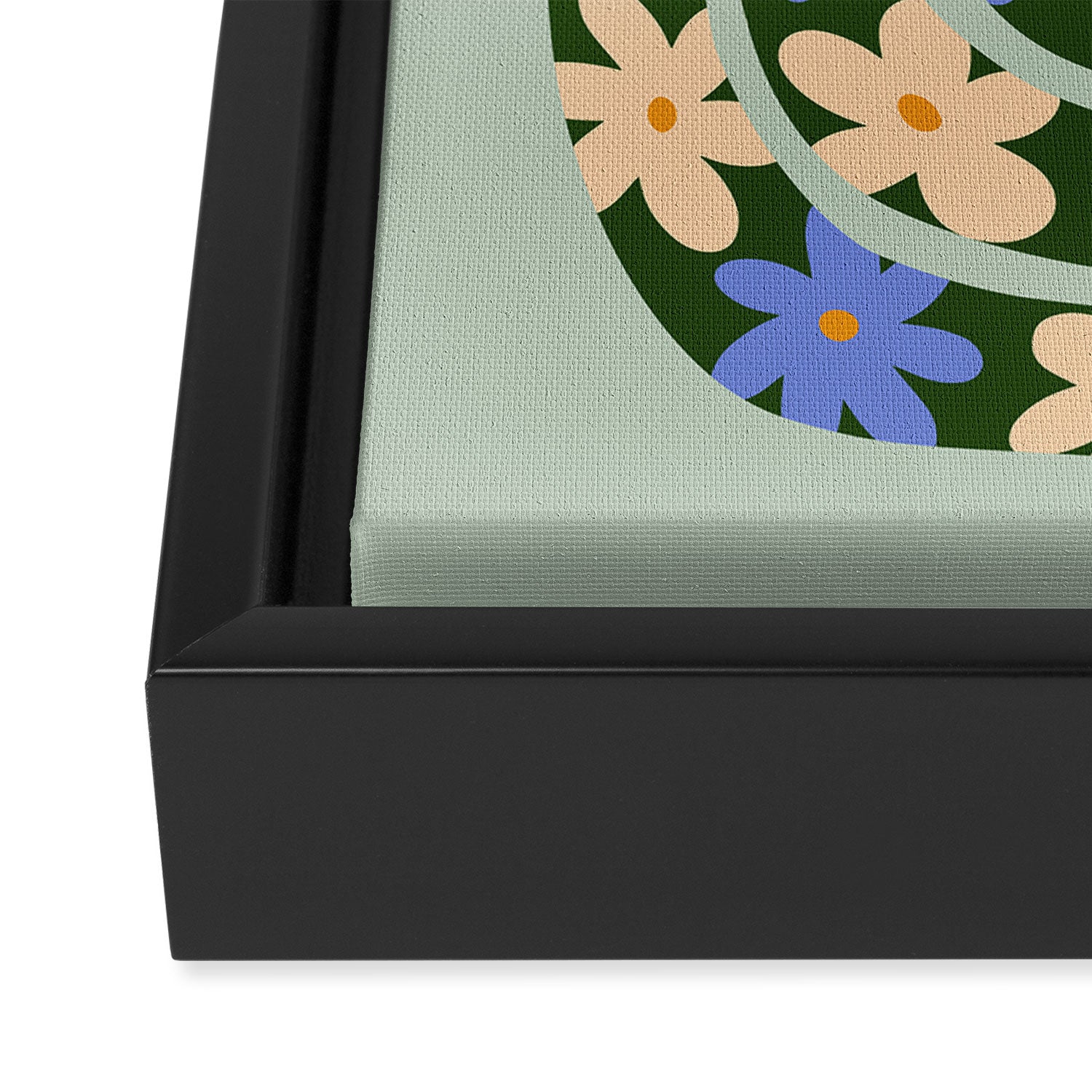 Flower Snake - Green, Blue and Off White Framed Canvas Print Gallery Image 3