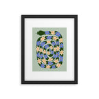 Flower Snake - Green, Blue and Off White Framed Art Print Gallery Image 5