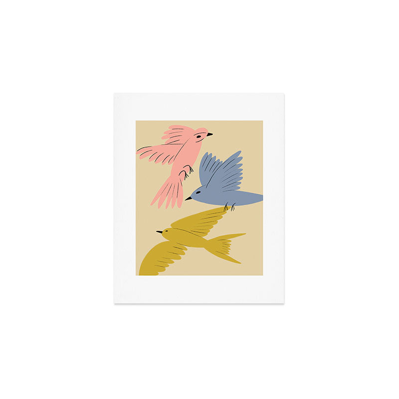 Flying Birds - Pastel Colors  Art Print Gallery Image 1