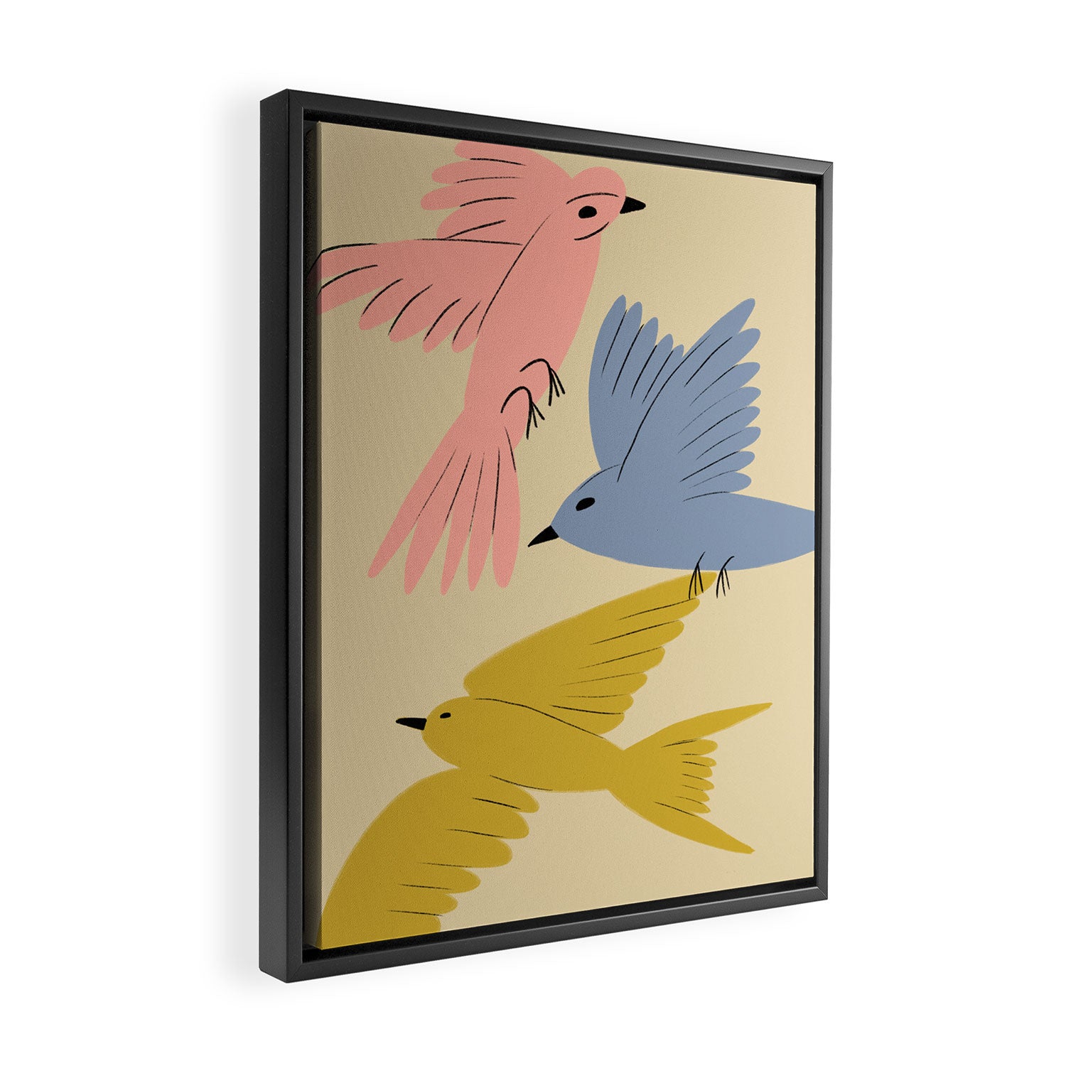 Flying Birds - Pastel Colors  Framed Canvas Print Gallery Image 2
