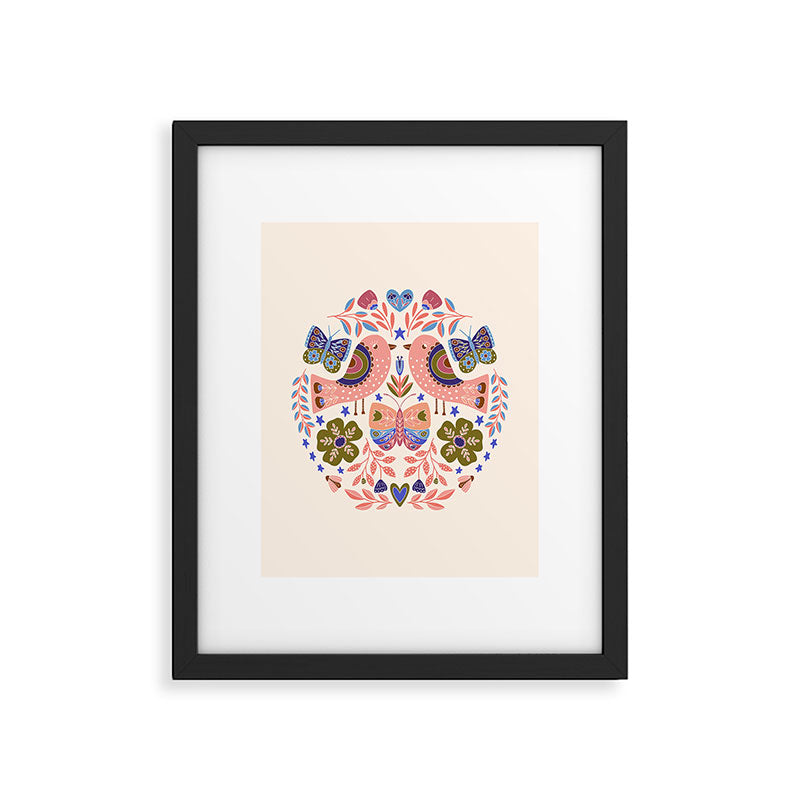 Folk Birds - Vintage Color Framed Art Print Gallery Image 5
