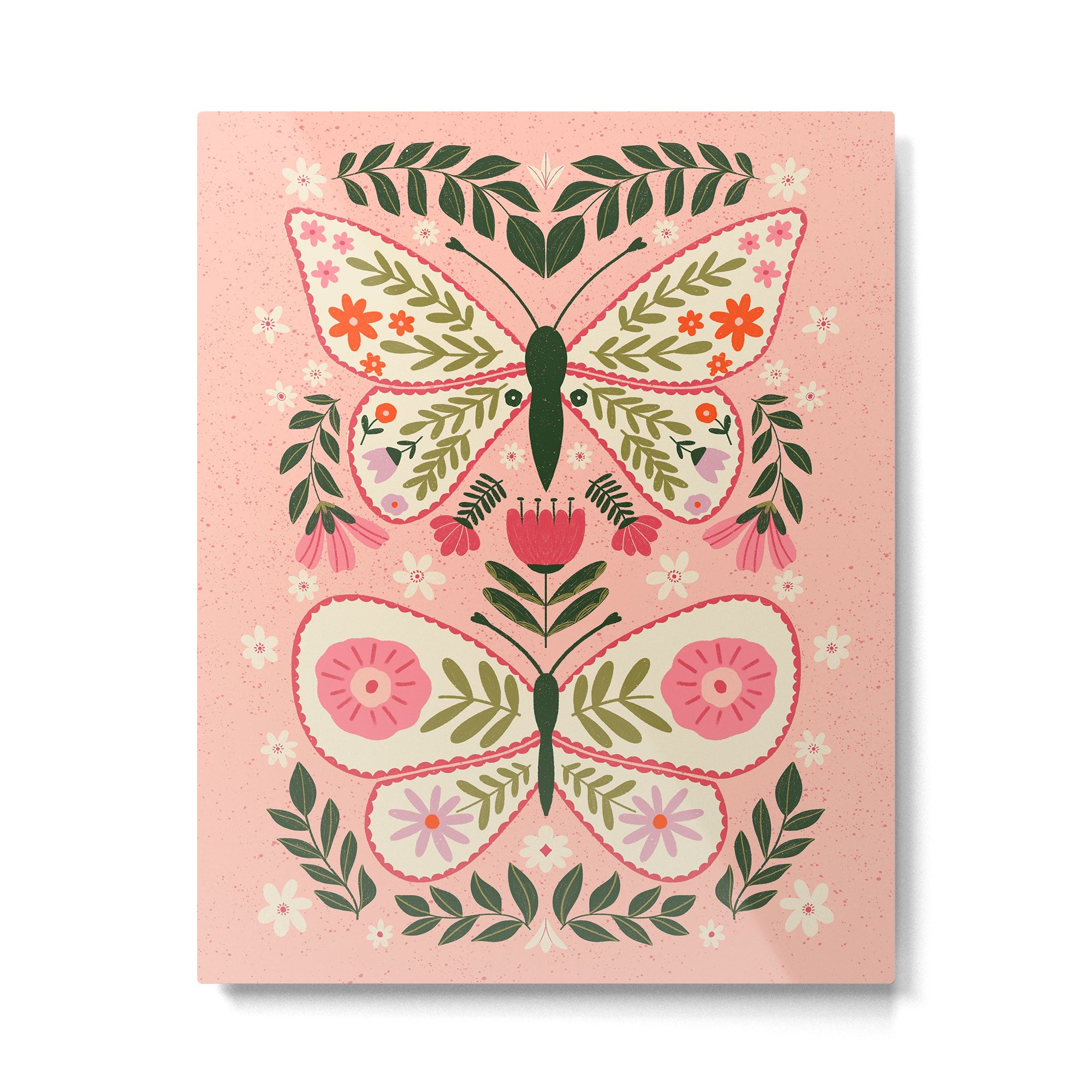  Folk Butterflies -Peach Metal Print Gallery Image 6