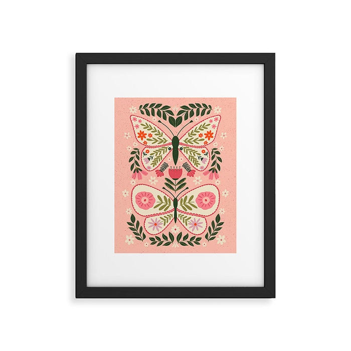  Folk Butterflies -Peach Framed Art Print Gallery Image 1