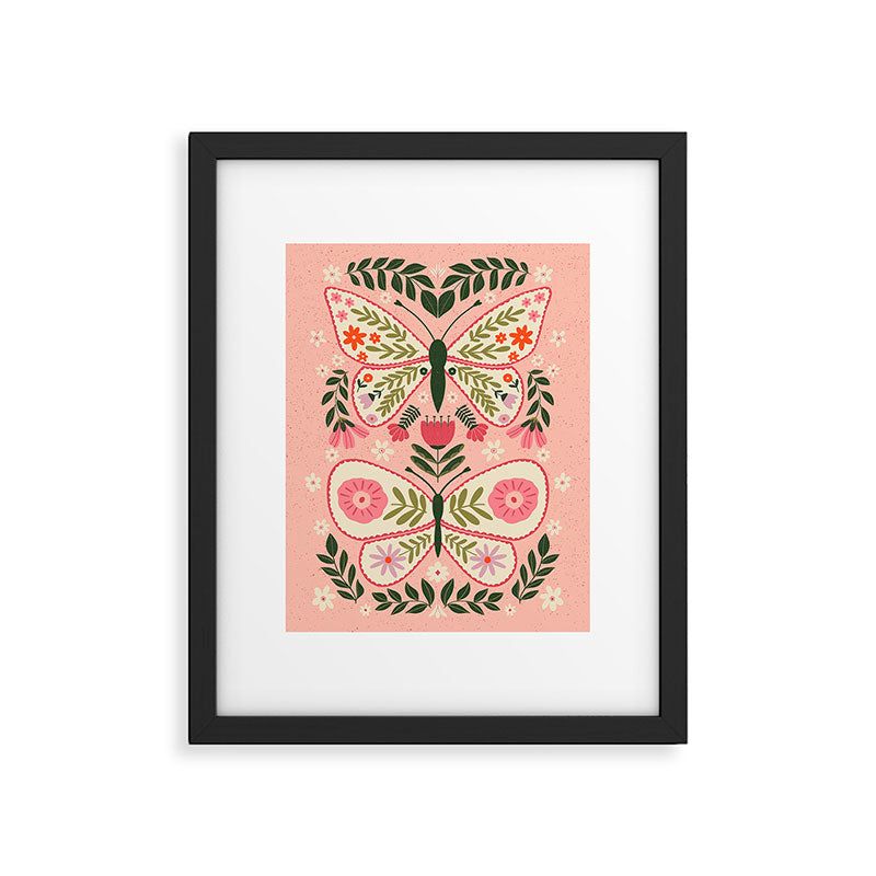  Folk Butterflies -Peach Framed Art Print Gallery Image 6