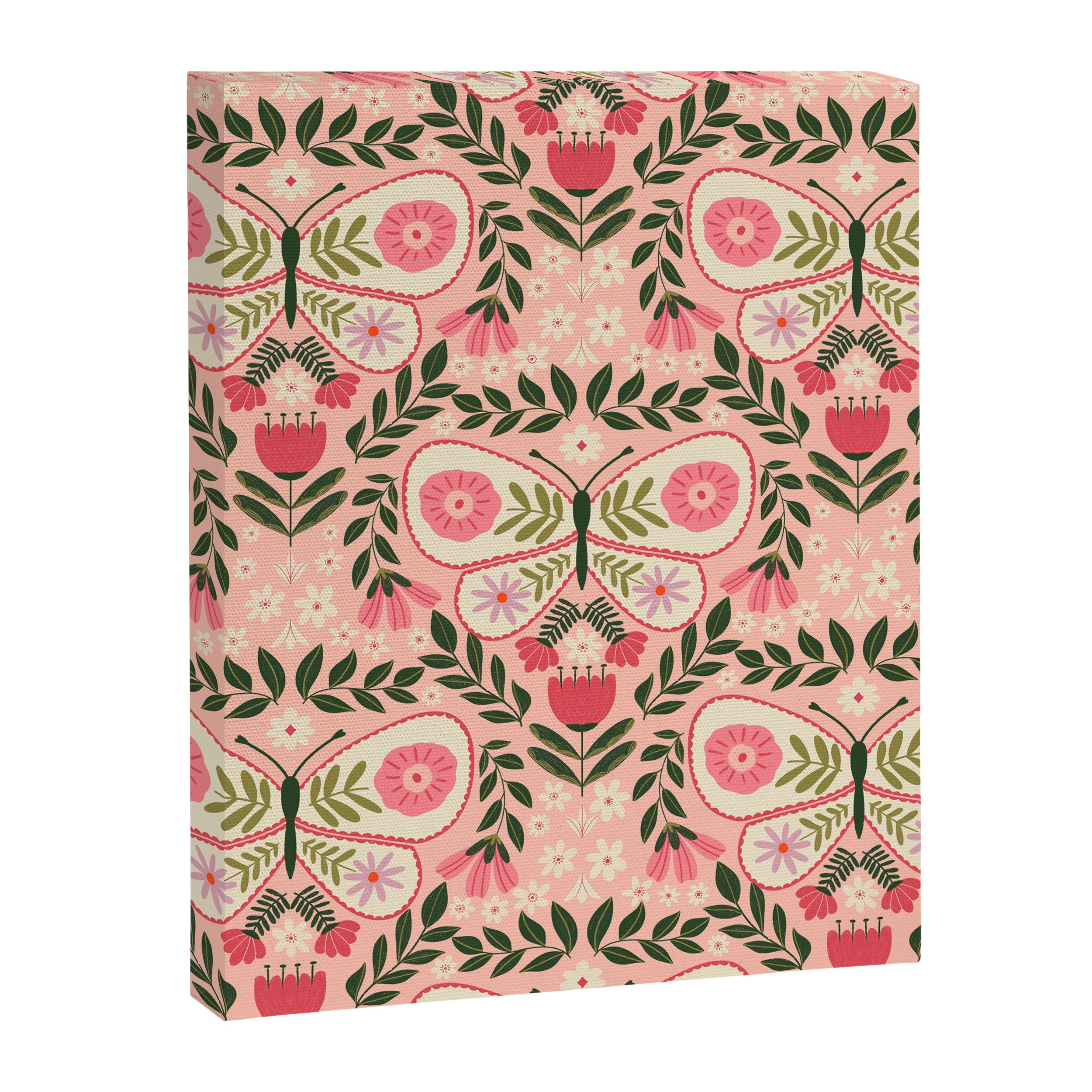 Folk Butterfly Pattern - Peach Canvas Print Gallery Image 8