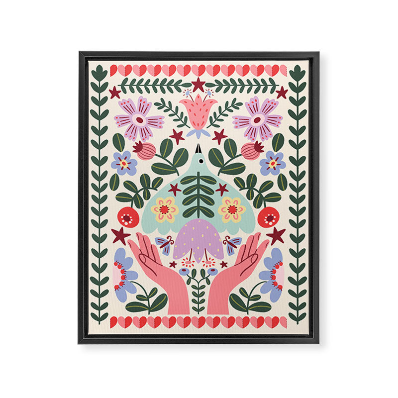 Folk Flora - Liberty Framed Canvas Print Gallery Image 6