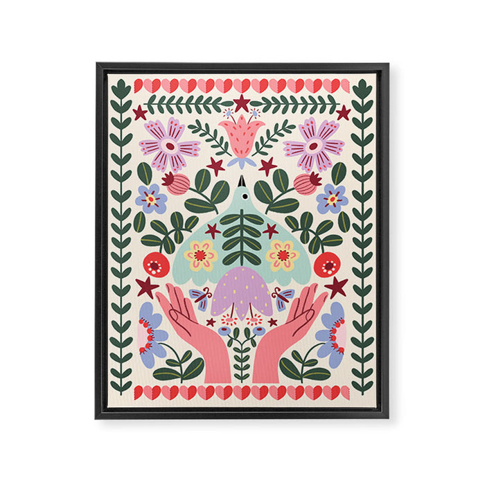 Folk Flora - Liberty Framed Canvas Print Gallery Image 1