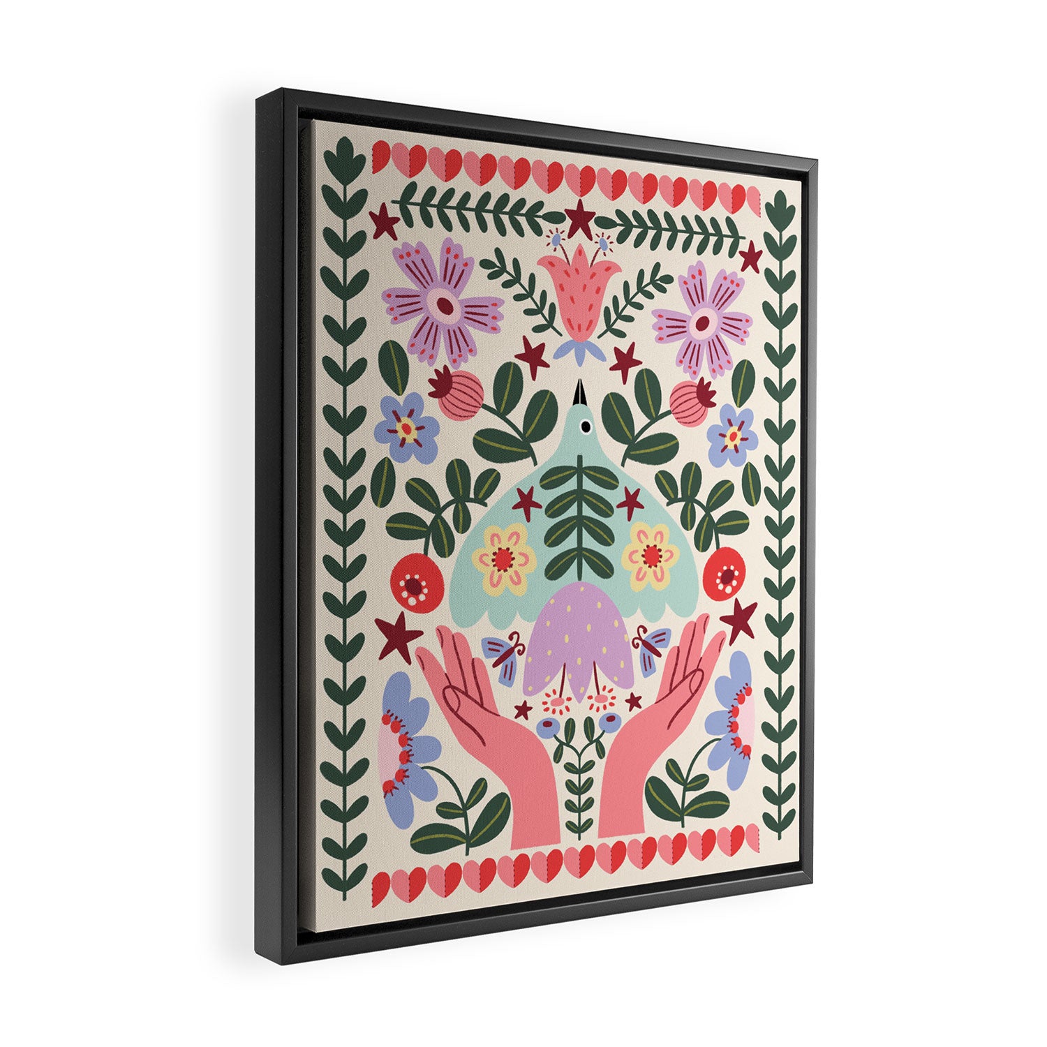 Folk Flora - Liberty Framed Canvas Print Gallery Image 2