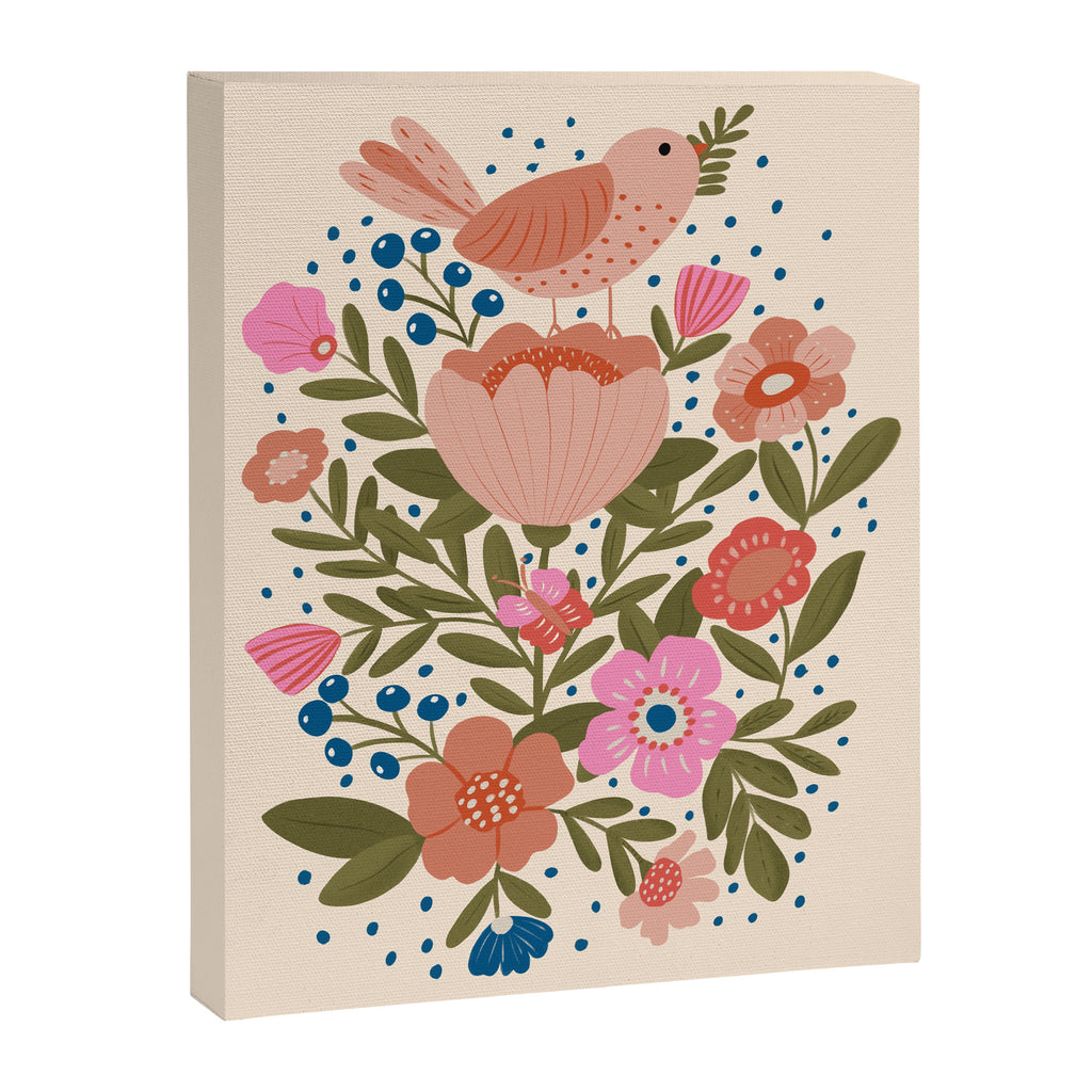 Folk Floral Bird  Canvas Print Gallery Image 6