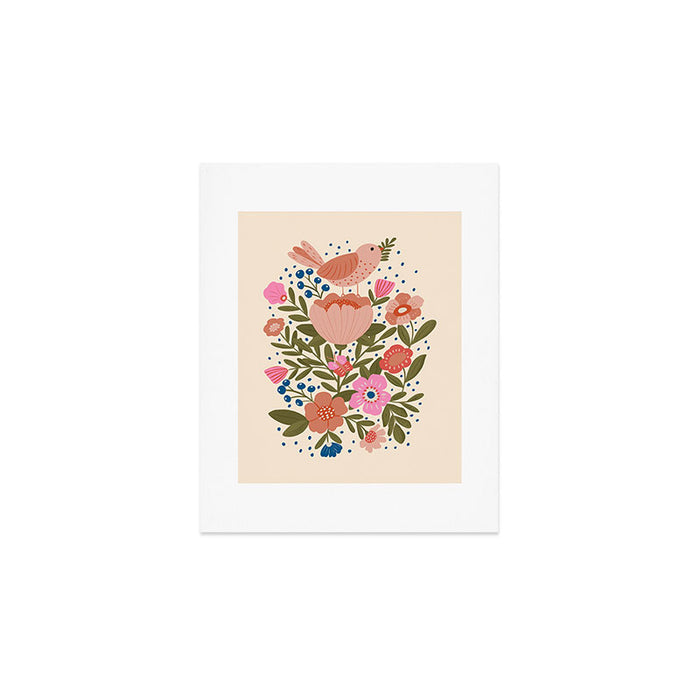 Folk Floral Bird  Art Print Gallery Image 1