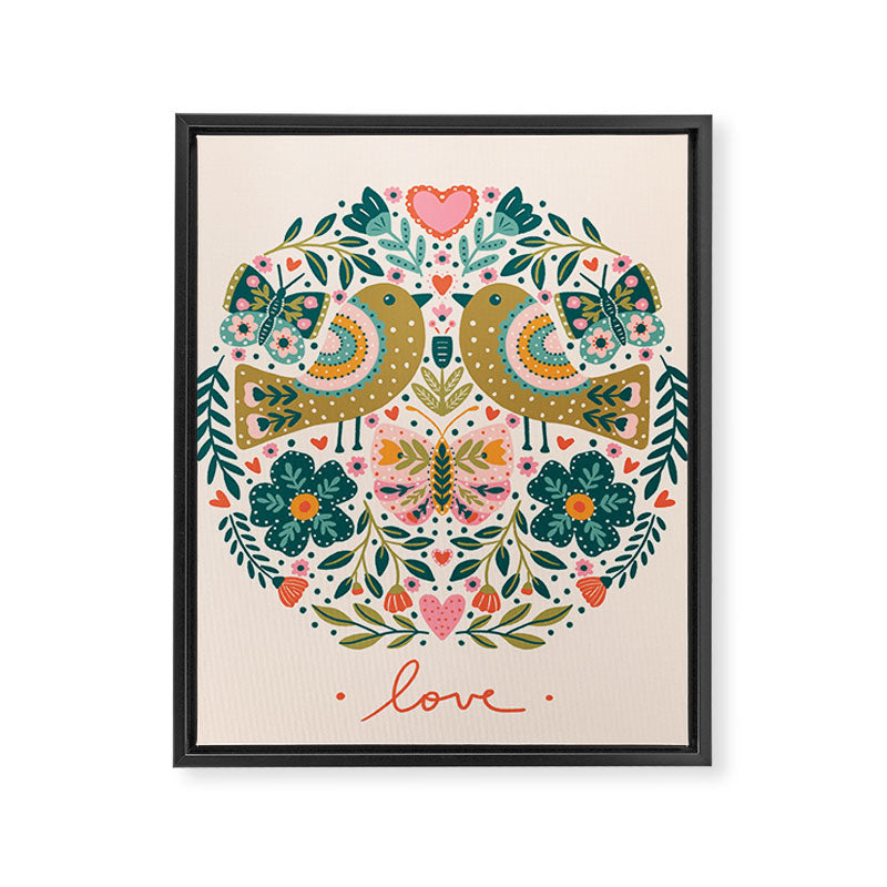 Folksy Birds love  Framed Canvas Print Gallery Image 8