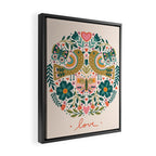 Folksy Birds love  Framed Canvas Print Gallery Image 2