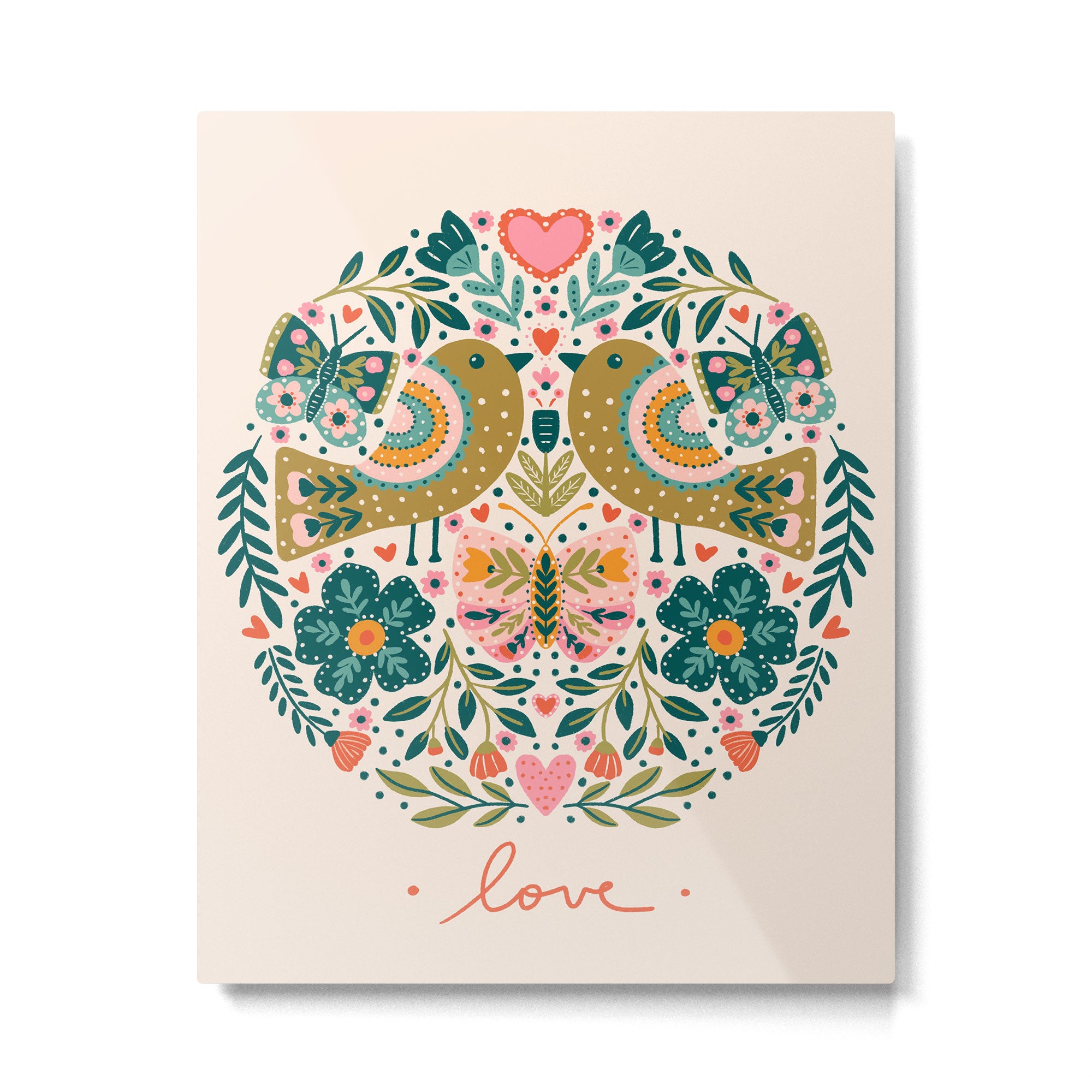 Folksy Birds love  Metal Print Gallery Image 6