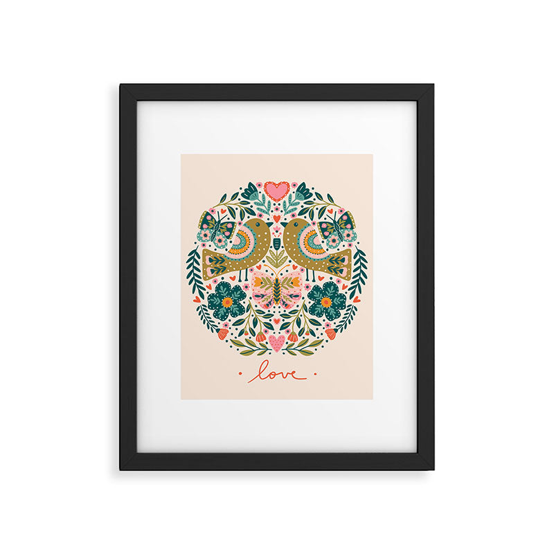 Folksy Birds love  Framed Art Print Gallery Image 6