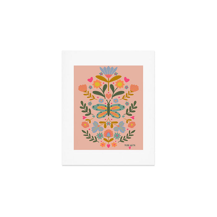 Folksy Floral Butterfly  Art Print Gallery Image 1