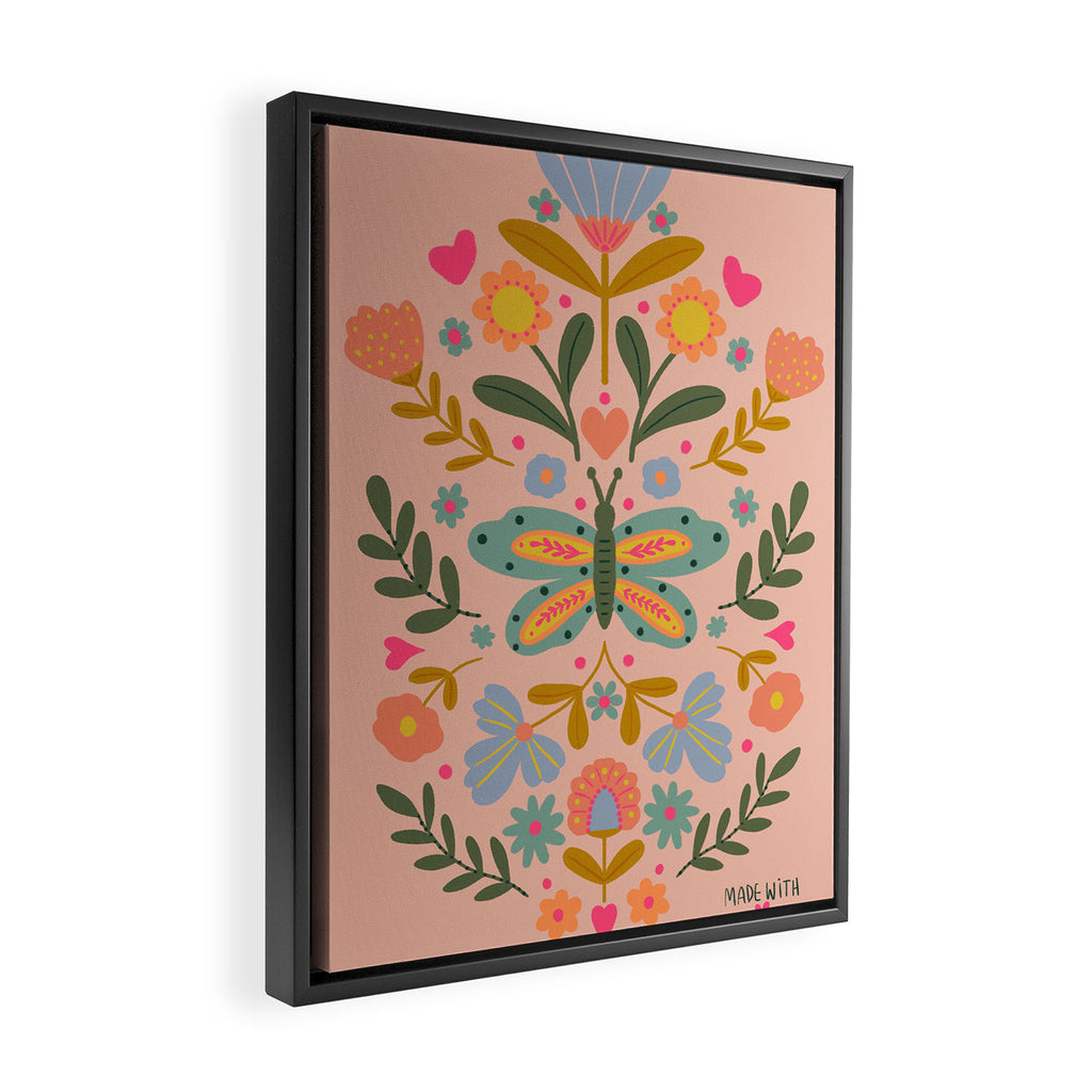Folksy Floral Butterfly  Framed Canvas Print Gallery Image 2