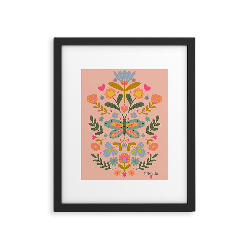 Folksy Floral Butterfly  Framed Art Print Gallery Image 5