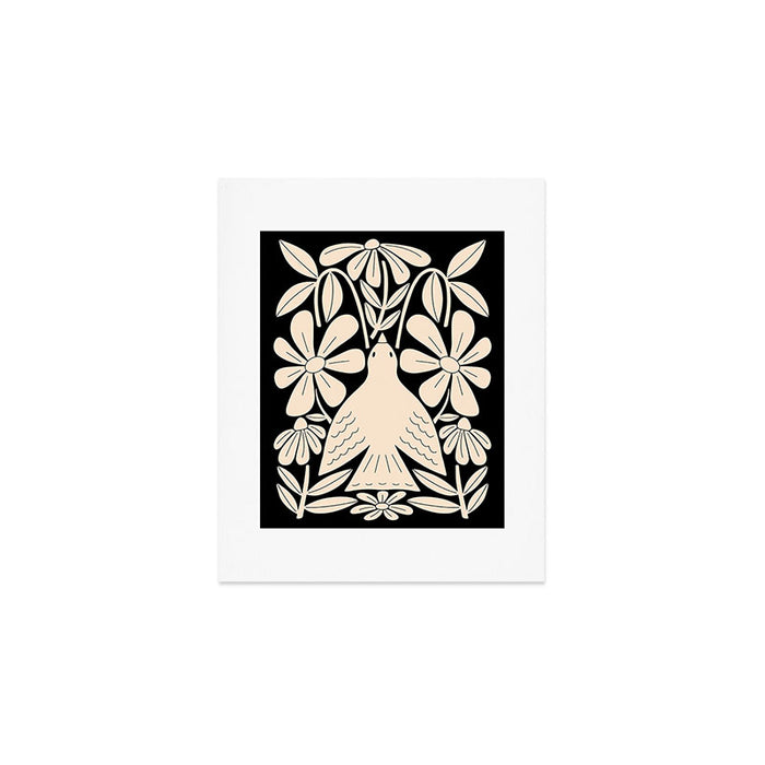 Freedom - Bird and Flower - Black and White  Art Print Gallery Image 1