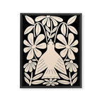Freedom - Bird and Flower - Black and White  Framed Canvas Print Gallery Image 8