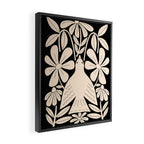 Freedom - Bird and Flower - Black and White  Framed Canvas Print Gallery Image 2
