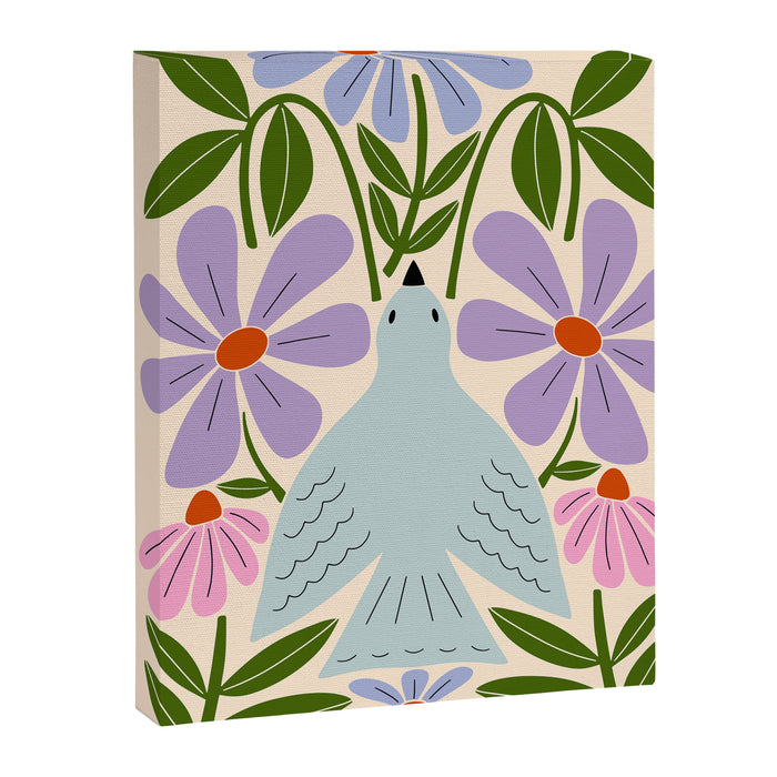 Freedom - Bird and Flowers Canvas Print Gallery Image 1