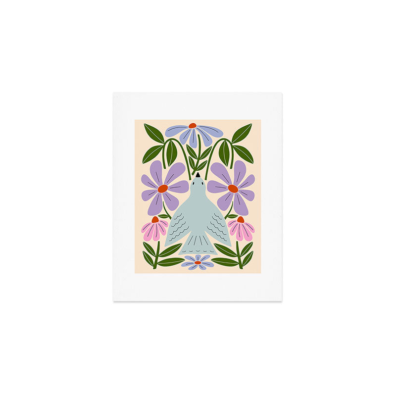 Freedom - Bird and Flowers Art Print Gallery Image 1