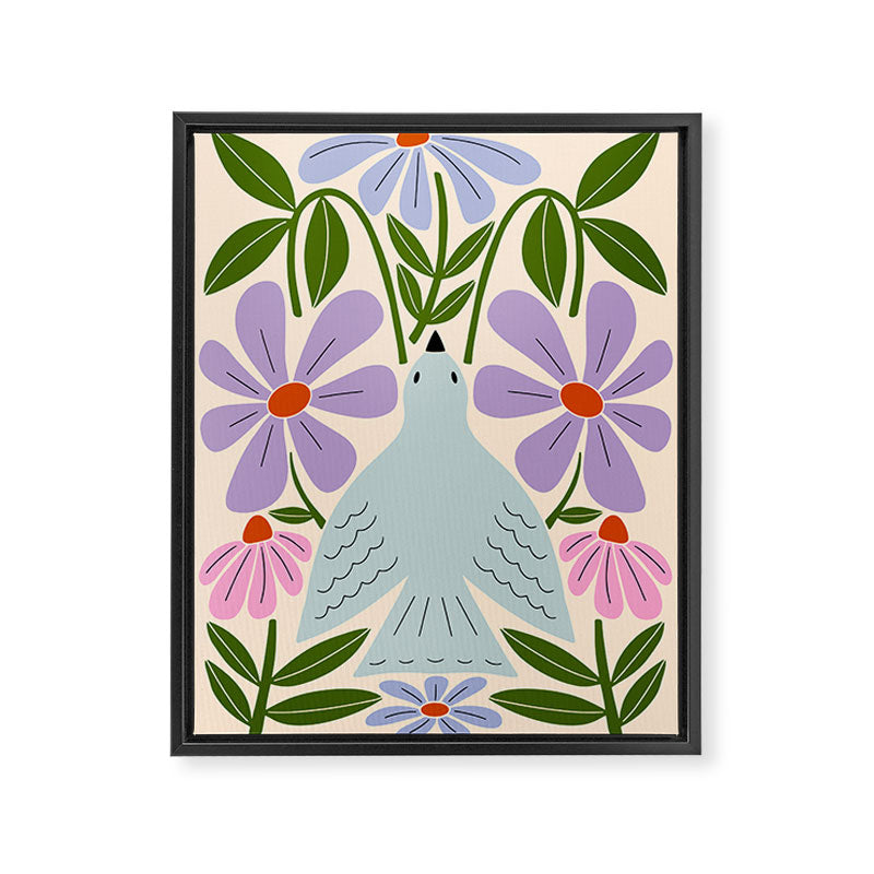 Freedom - Bird and Flowers Framed Canvas Print Gallery Image 8