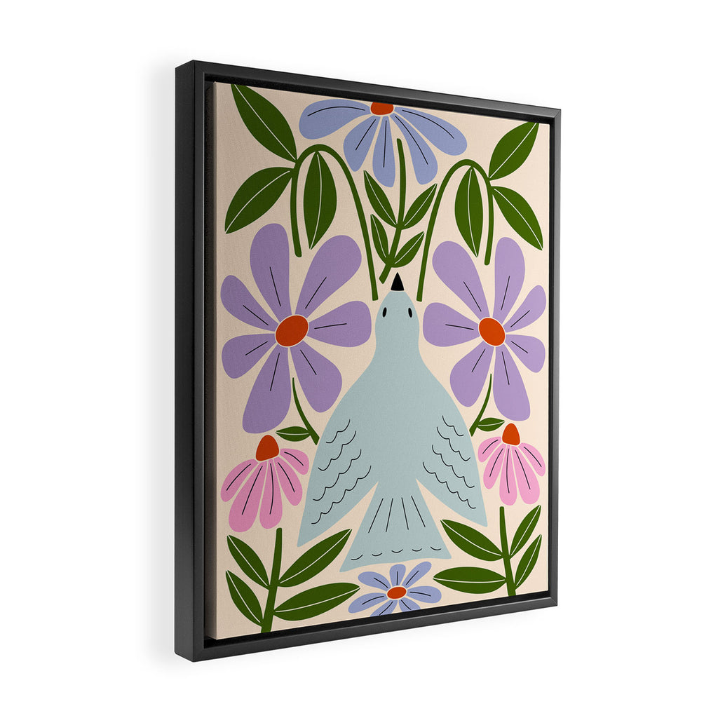 Freedom - Bird and Flowers Framed Canvas Print Gallery Image 2