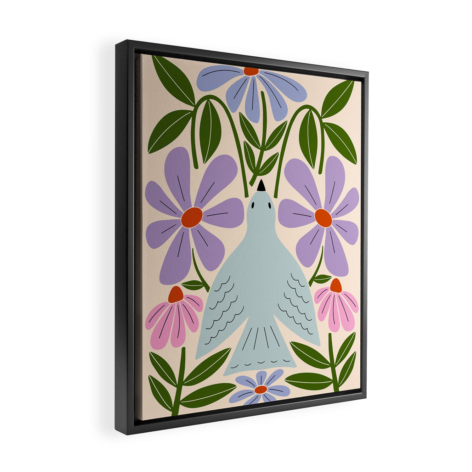 Freedom - Bird and Flowers Framed Canvas Print Gallery Image 2