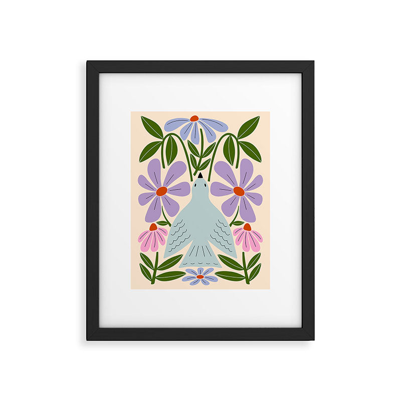 Freedom - Bird and Flowers Framed Art Print Gallery Image 6