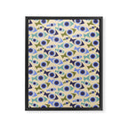 Geometric Fish Pattern - Blue and Olive Framed Canvas Print Gallery Image 8