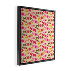 Geometric Fish Pattern - Red, Pink, Yellow, Olive Framed Canvas Print Gallery Image 2