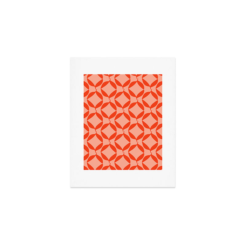 Geometric Leaves  Pink and Red Art Print Gallery Image 1