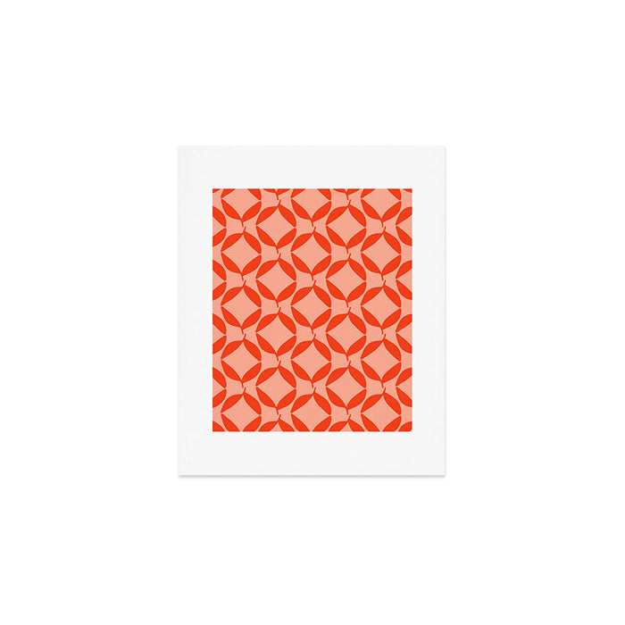 Geometric Leaves  Pink and Red Art Print Gallery Image 1