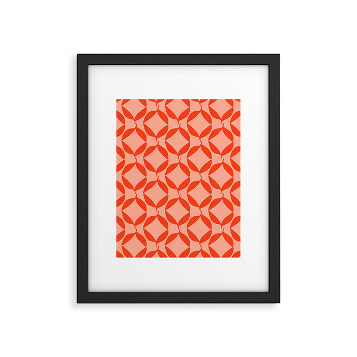Geometric Leaves  Pink and Red Framed Art Print Gallery Image 1